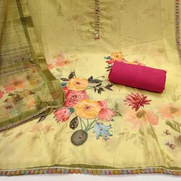 KALINI Floral Printed Beads and Stones Unstitched Dress Material-image-17