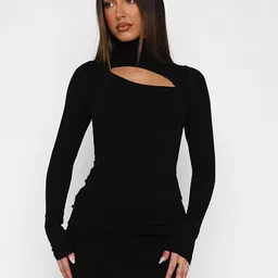 DressBerry Women Mock Neck Cut-Outs Bodycon Mini Dress-picture-29