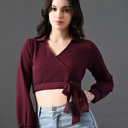 DressBerry Women Shirt Collar Crop Top-picture-32