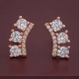 Kushal's Fashion Jewellery 92.5Silver Rose Gold-Plated CZ Classic Studs-picture-11