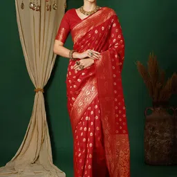 KALINI Ethnic Motifs Zari Art Silk Banarasi Saree-picture-24