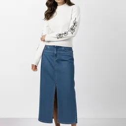 Mast & Harbour Floral Applique High Neck Pullover image 2