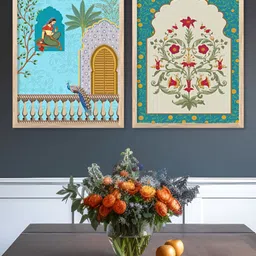 Kotart Blue & Yellow 2 Piece Floral and Botanical Wooden Wall Art-picture-34