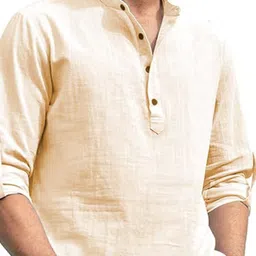 APEKTRA Mandarin Collar Roll-Up Sleeves Kurta image 4