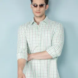 Crimsoune Club Men Classic Slim Fit Tartan Checks Opaque Checked Casual Shirt-image-90