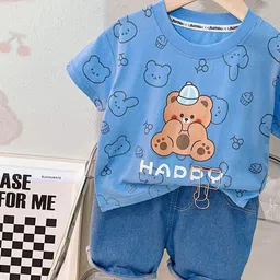 LULU & SKY Unisex Kids Printed T-shirt with Shorts-picture-25