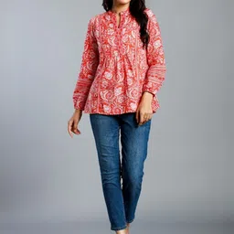 CORSICA Women Pink Cotton Ethnic Motifs Printed Top-picture-28