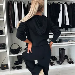 Mast & Harbour Hood Neck Sweatshirt With Co-ords image 4