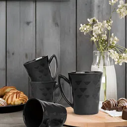 Kraftlik Handicraft Black Handcrafted and Hand Painted Printed Ceramic Glossy Mugs Set of Cups and Mugs image 2