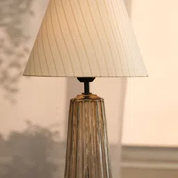 JAYPORE Brown & Black Textured Glass Frustum Shaped Table Lamp image 4