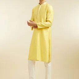 Diwas by Manyavar Woven Design Mandarin Collar Jacquard Straight Kurta With Pyjamas image 2