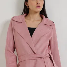 FableStreet Women Suede Longline Tailored Jacket image 5