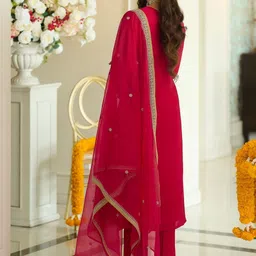 Indo Era Women Ethnic Motifs Embroidered A-Line Kurta with Trousers & Dupatta image 3