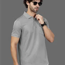 FROSEN FOX Men Solid Polo Collar T-shirt image 4