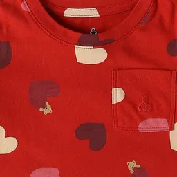 GAP Girls Heart Printed Puff Sleeves Top With Patch Pocket image 2