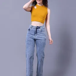 SAKIA Women Jean Relaxed Fit High-Rise Light Fade Stretchable Jeans image 4