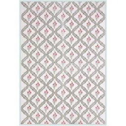 Texstylers White Floral Printed Rectangle Anti-Slip Pure Cotton 6-Seater Table Cover image 3