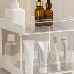 Myntra Elegant Homes White 2 Layer Clear Sliding Multi-Utility Organiser image 5