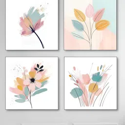 nestroots White & Blue Elegant Blooming Flowers 4 Pieces Canvas Wall Paintings-picture-28