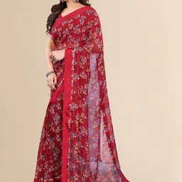 Moda Rapido Women Floral Printed Saree With Blouse Piece image 3