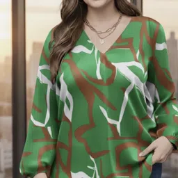 heavenly attire Casual Regular Sleeves Printed Women Blue Top-picture-45