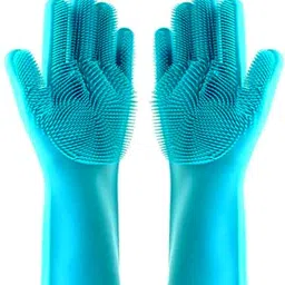 trezila Silicone Kitchen Magic Gloves for Dishwashing Rubber Dish Washing with Brush Cleaning Scrubber – 1 Pair Wet and Dry Glove-picture-14