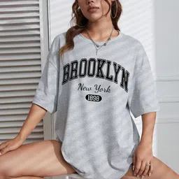 SZN Women Printed Drop-Shoulder Sleeves Oversized T-shirt-image-69