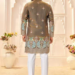 SHOPGARB Men Ethnic Motifs Embroidered Sequinned Pastels Kurta image 3