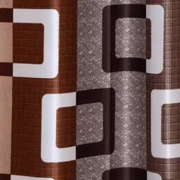 BELLA TRUE Brown & White 2 Pieces Geometric Long Door Curtains image 2