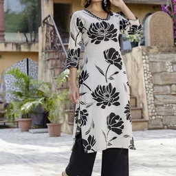 anouk rustic Anouk Women Floral Printed Regular Sequinned Kurta with Palazzos image 5