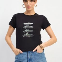 SASSAFRAS Car Printed Lycra Slim Fit T-shirt-picture-6