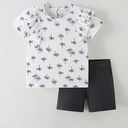 LULU & SKY Girls Printed Round Neck Pure CottonTop with Shorts-picture-46
