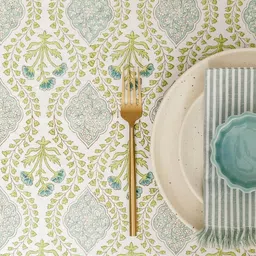 The Yard House Blue & White Printed Anti-Slip Cotton Rectangle 4-Seater Table Cover image 5