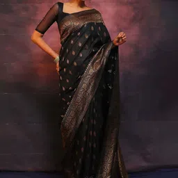 SANISA Woven Design Zari Silk Blend Handloom Saree-image-74