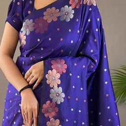 Moda Rapido Floral Zari Art Silk Banarasi Saree image 4