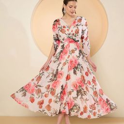 Antheaa Floral Print Chiffon Fit & Flare Midi Dress-picture-38