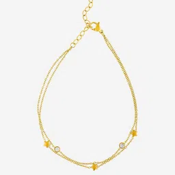 Kushal's Fashion Jewellery Gold-Plated Zircon Studded Anklet-picture-21