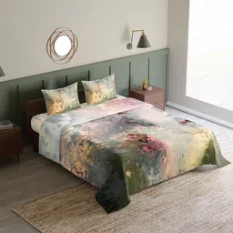 Synergized Cotton Haven Grey & Pink Printed 300 TC King Bedsheet Set-2.74 m x 2.74 m-picture-13