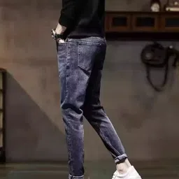 KPOP Men Regular Fit Mid-Rise Light Fade Jeans image 4