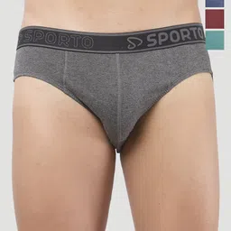 Sporto by Macho Men Pack Of 4 Cotton Mid-Rise Basic Briefs Sporto_M1010-A1-Dnm1-M1-Prt1-S-image-38