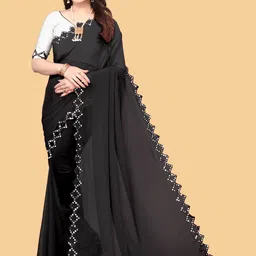 meaven feb Women Embellished Mirror Work Pure Georgette Saree-picture-16
