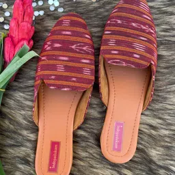 Indopadukam Women Patterned Open Back Flats-picture-13