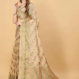 VS MALL Ethnic Motifs Zari Pure Cotton Banarasi Saree image 5