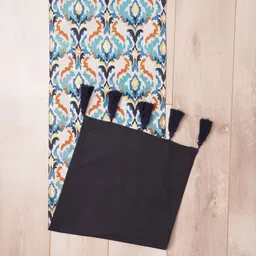 BLANC9 Blue & Brown Printed Pure Cotton Table Runner image 3