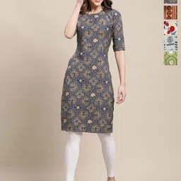 7Threads Selection Of 6 Floral Printed Round Neck Straight Kurtas-picture-19