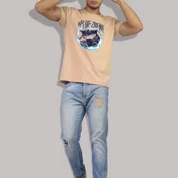 Greylongg Men Varsity Printed Applique T-shirt image 5