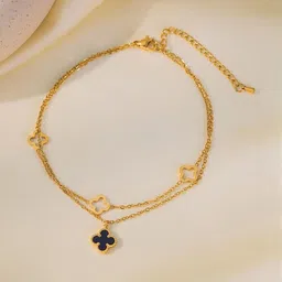 MYKI Stainless Steel Gold-Plated Enamelled Charm Bracelet image 5