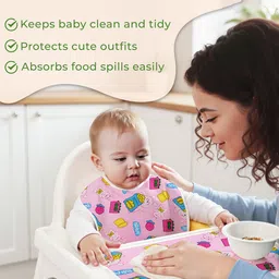 Kuber Industries Kids Set Of 2 PVC Bibs for Newborn Baby with Food Mat image 4