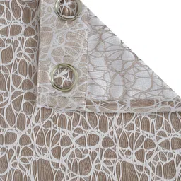 HOSTA HOMES Brown & White Set of 2 Geometric Long Door Curtain image 2