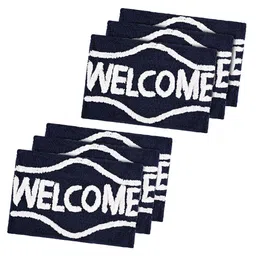 Kuber Industries 6Pcs Blue Printed Rectangle Anti Skid Doormats image 2